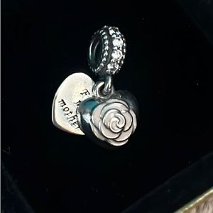🌸PANDORA Mother & Friend Pink Rose/Flower Charm for Bangle/Bracelet Silver & CZ